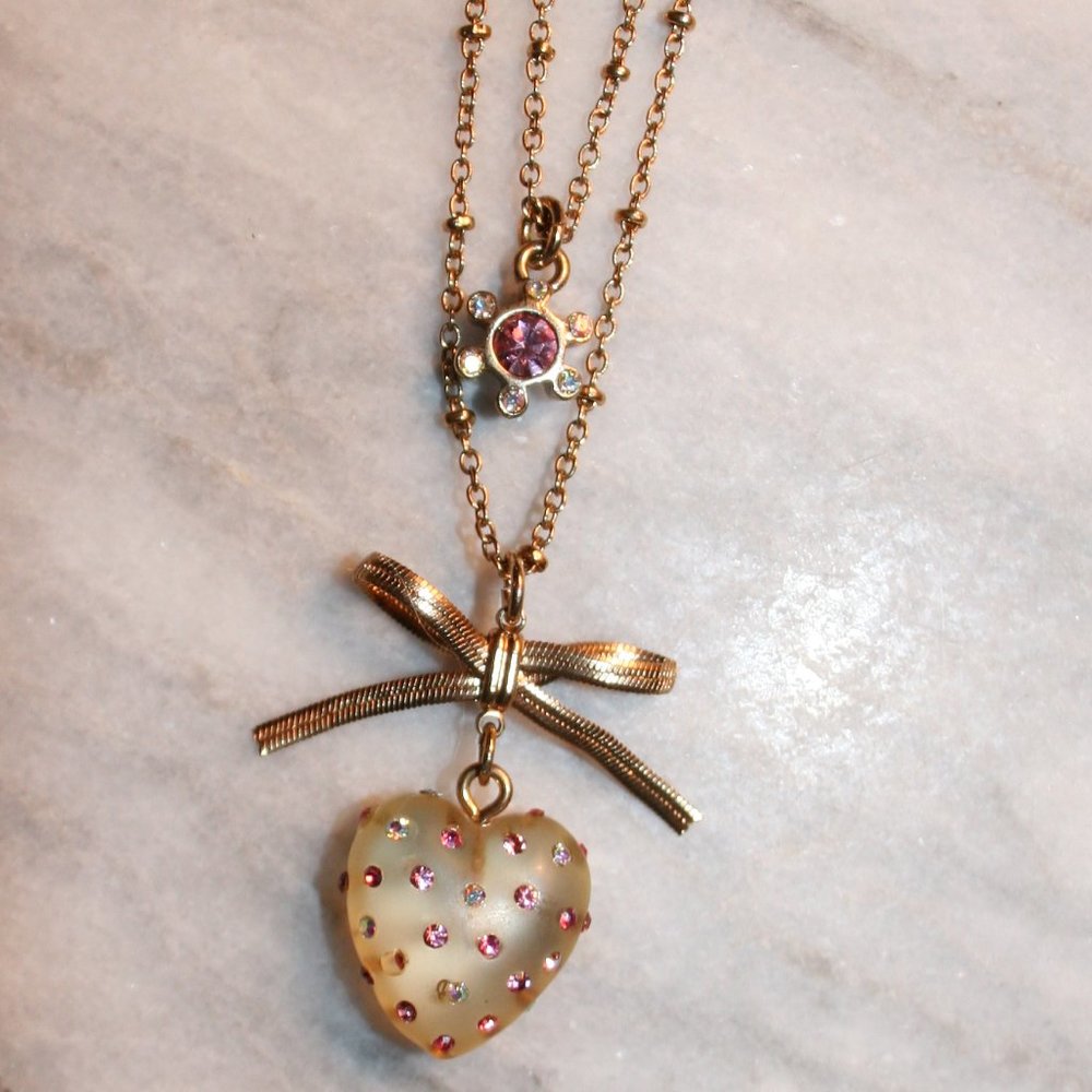 Betsey Johnson Double layer Heart Necklace NWT